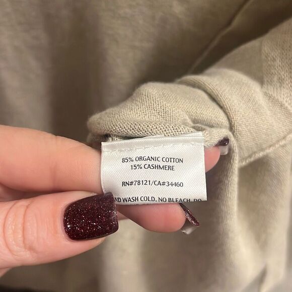 ✨Eileen Fisher Cotton & Cashmere Hooded Cream Sz Small Sweater✨ - Picture 8 of 9